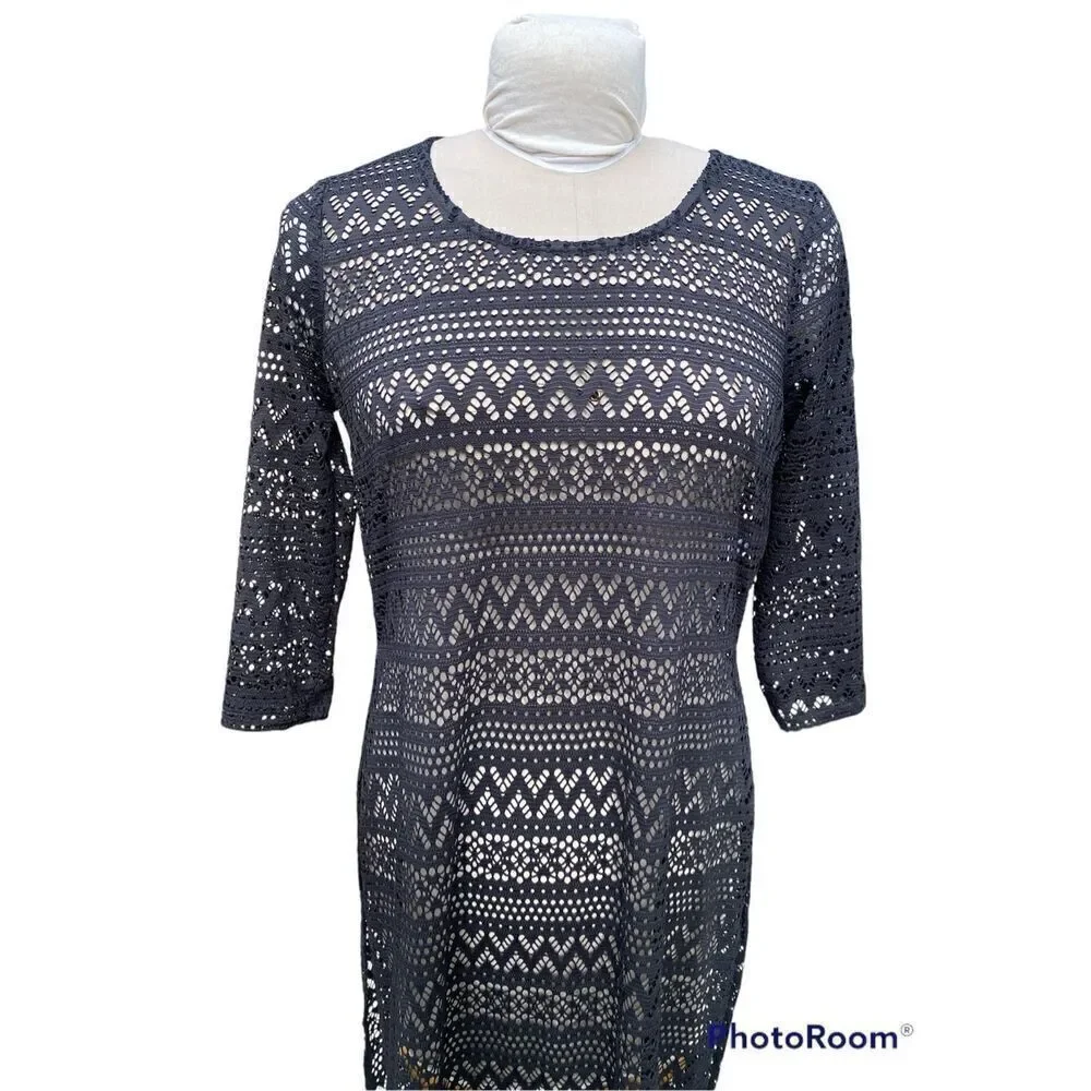 Black Lacer Swim Suite Cover-Up Sz. S by Cato Vacation Beach